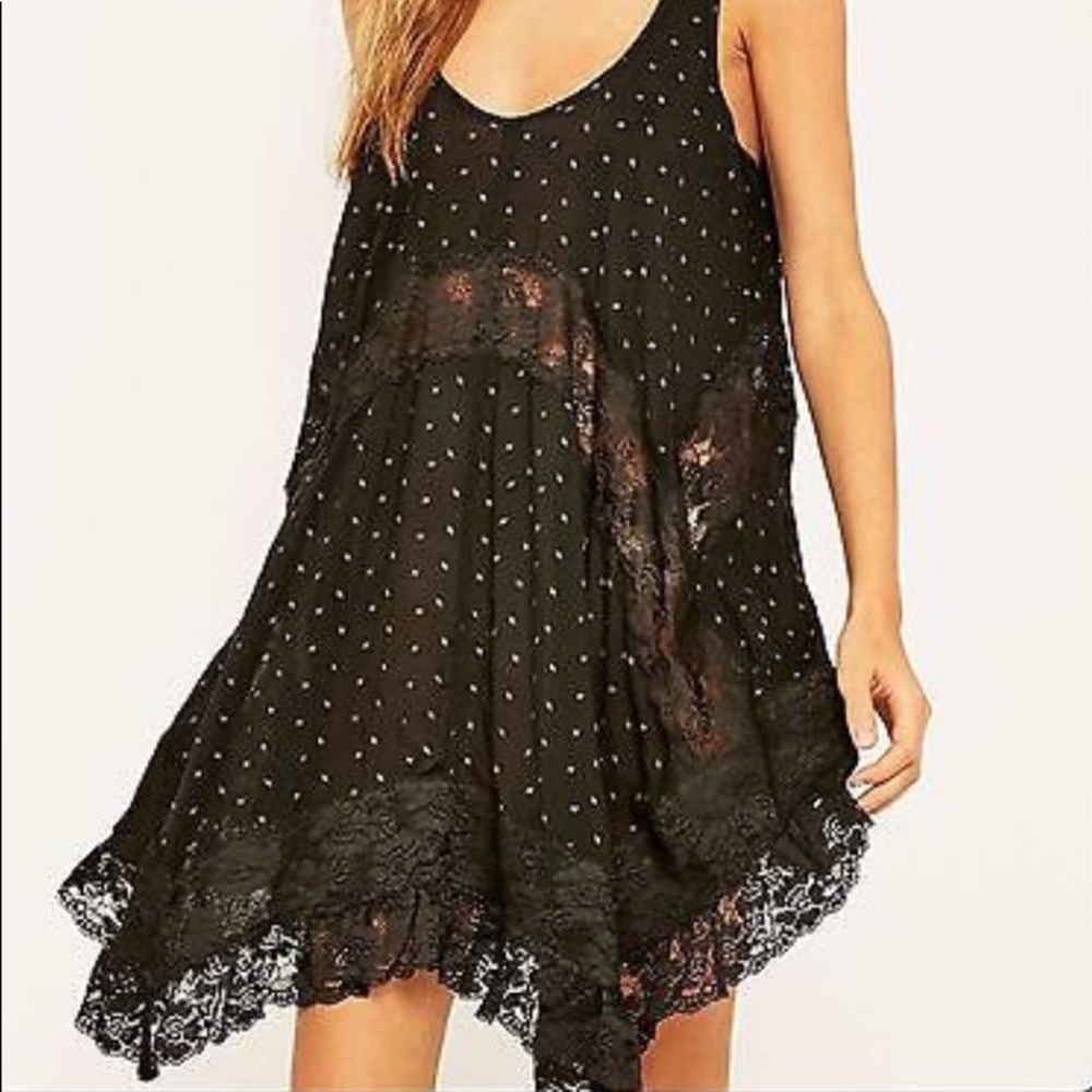 Free People She Swings Black Slip Dress